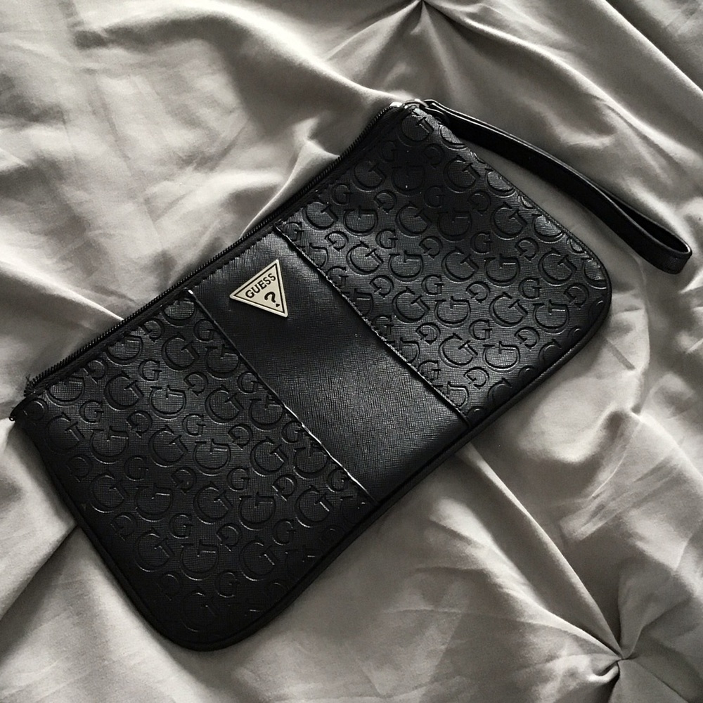 GUESS Embossed Black Clutch/Wristlet